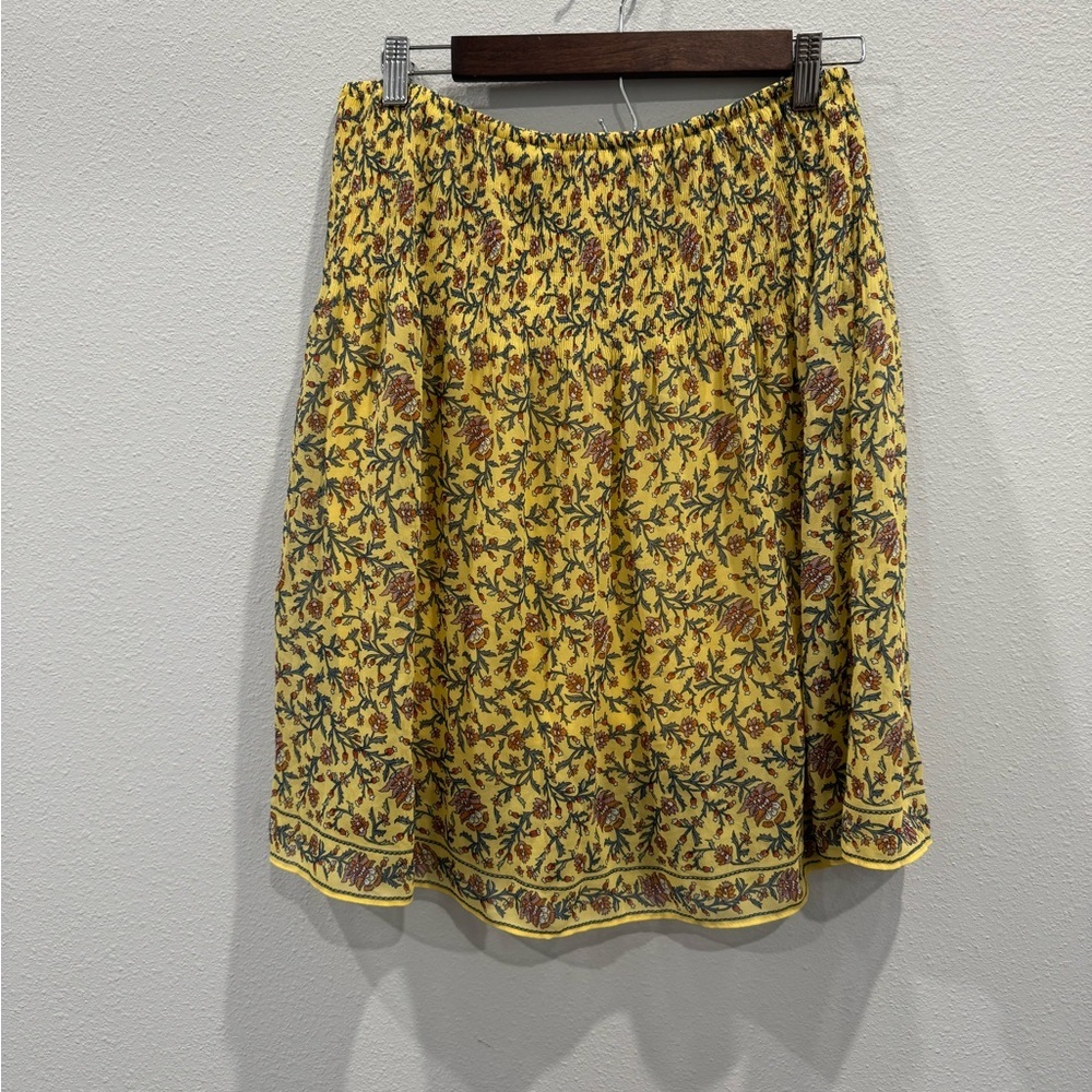 Max Studio Yellow Floral A-Line Skirt